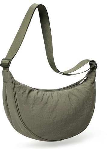 KALIDI Crossbody Bag Damen Groß Half Moon Bag Damen Schultertaschen Umhängetasche mit verstellbarem Gurt Nylon Hobo Bag