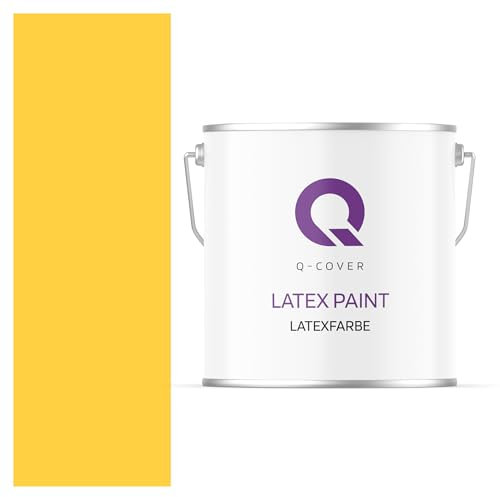 Q-COVER Latexfarbe 5L Golden – matte Wandfarbe & Deckenfarbe für Innen, hohe Deckkraft, scheuerbeständig (Klasse 3), tropfgehemmt, ideal für Wohnzimmer, Küche und Flur