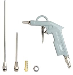 ABAC Pistola di Soffiaggio ad Aria Compressa G-502 PLUS, con Ugelli Multipli (25, 100 e 200 mm) per varie applicazioni, raccordo universale e raccordo a resca, Pressione Max 8 Bar, Alluminio