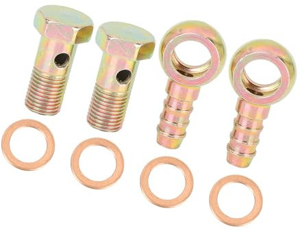 Hihaha 2 Sets 12 mm Banjo-Bolzen-Unterlegscheibenset, bronzefarbenes Metall, für Motorrad, langlebiges Material