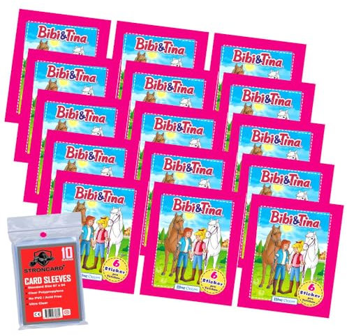 Bundle mit Blue Ocean Bibi & Tina Sticker Serie 2 - Pferdesticker Sammelsticker (2024) - Exklusive STRONCARD Hüllen - Auswahl (15 Tüten)