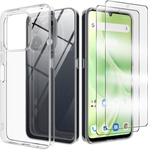Cover Compatibile per UMIDIGI G9 5G/G9C/G9T/G9A con 2 Pellicola Vetro Temperato, Morbido Silicone ed Antiurto Protettivo Bumper TPU Gel Smartphone Custodia Case - Trasparente