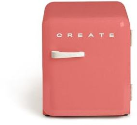 CREATE / RETRO FRIDGE 50 WHITE/Réfrigérateur brique poignée blanc cassé/ 85W, minibar, une étagère, design rétro, 50 cm, deux étagères, capacité de 48L, basse consommation, 50x44x49,8 cm
