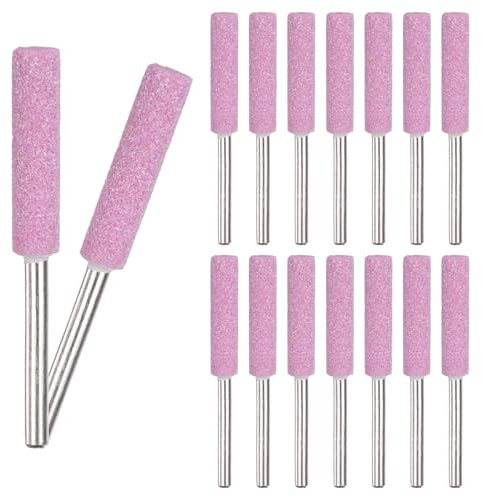 M METERXITY 16-Pack 7/32 Inch Titanium Plated Diamond Chainsaw Sharpener, High Hardness Grinding Stone Chainsaw Sharpening Kit for Electric Chainsaw Sharpener/Stone Carvings [3mm Pink]