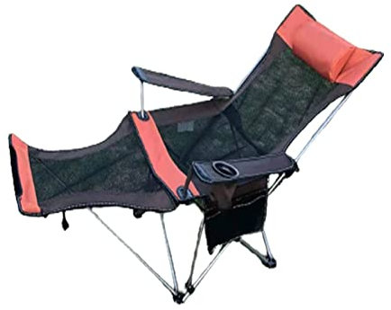 Chaise de camping pliante avec repose-pieds pliable, chaise de lit Siesta avec dossier réglable, chaise pliable portable inclinable avec coussin porte-gobelet pour l'extérieur