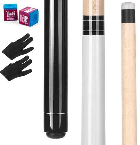 AKLOT Stecca da Biliardo, Battitore Pesante Spunto di Pausa Salto 23~25 oz 1 Pezzo Bastone da Piscina 14 mm Punta in Bachelite per Pause Esplosivi e Salti Senza Sforzoo Bianco