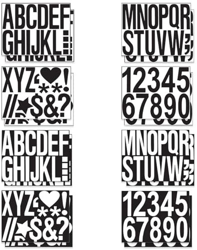16 Blatt Buchstaben Aufkleber Groß, 4 Zoll Buchstaben Zum Aufkleben Schwarz/Weiß Aufkleber Zahlen Groß, Selbstklebend Buchstaben Sticker Groß für Scrapbooking, Poster, Briefkasten, Fenster