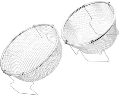 Cabilock Cesta Para FreíR De Acero Inoxidable 2 Pcs Con Asa Plegable, Cesta Redonda Para Freidora, Ideal Para Patatas Fritas Y Pollo, Herramienta De Cocina