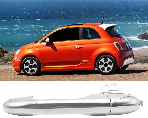 Sepzlly Front Left Handle Fit Fiat 500 Passenger Side Door Accessories Plated Outer Door Handle Replacement 735592026 73545876 Chrome Car Exterior Door Handles Silver