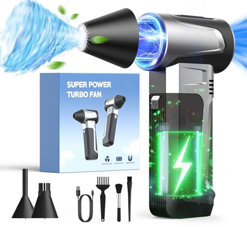 Compressed Air Duster Cleaner for PC - 160000RPM Electric Air Blower 3-Speed Portable Cordless Rechargeable Turbo Jet Blower for Car Laptop Computers Keyboard Cleaning Kit