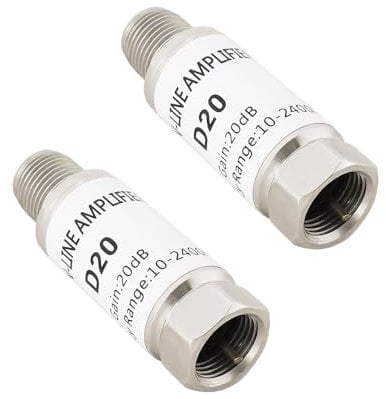 LT Easiyl 2 x 20 dB Inline-Verstärker 10–2400 MHz Inline-Satelliten-Verstärker Singal-Booster-Ersatz für AMP SAT DVB-T Verstärker