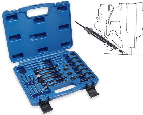 22-tlg Glühkerzen Abzieher Satz, Glühkerzen-Extraktionsset, Werkzeug zum Entfernen von Glühkerzen-Elektroden für M8x1.0, M10x1.0, M10x1.25 Glühkerzen, blau