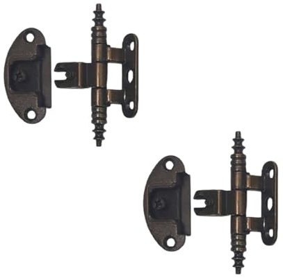 2 Pezzi Cerniera Bronzo Cerniere per Mobili Antichi Cerniera per Ante in Battuta Arte Povera stile barocco completa di basetta, Finitura Bronzata kit completo A0113-30