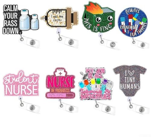 Ausziehbares Ausweishalter, 8 Stück, bunte Ausweishalter für Mitarbeiter im Gesundheitswesen und für das Büro