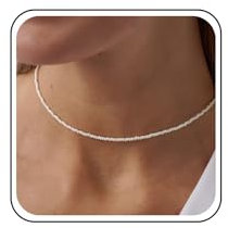 Cybche Boho Winzigen Samen Perlen Halskette Choker Weiß Perlen Halskette Kette Hochzeit Minimalistischen Reis Perlens Kragen Halsketten Schmuck Für Frauen
