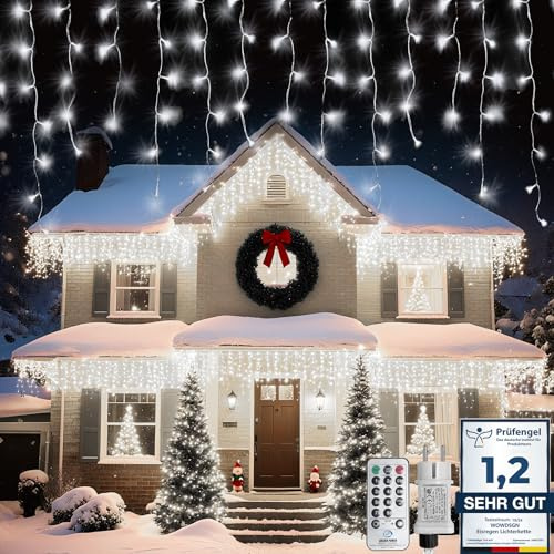WOWDSGN Luci Natale Esterno Cascata 15M 660LED, Luci di Natale da Esterno, Tenda Luci Natale Esterno con Timer,8 Modalità, IP44 Impermeabile, Tenda Luminosa Esterno per Addobbi Natalizi,Tetto,Giardino