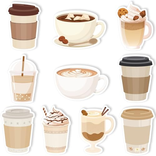 JSRQT Haftnotizen Kaffee Selbstklebende Haftnotizzettel Kaffeetasse Sticky Notes Klebezettel 10 Pack Mini Niedliche Süße Notizblöcke Weihnachtsnotizen Memopads Geschenke Marker Flaggen für Schule Büro