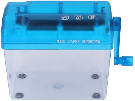 UPALDHOU Manueller Aktenvernichter, 3 Mm Streifenschnitt, Handbetriebener Aktenvernichter mit 1 L Transparenter Box für Büro, Zuhause, Schule, Kompakt, kein Strom, Geräuscharm