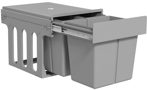 HOMCOM Cubo de Basura bajo Fregadero con 3 Cubos 31L (15L+8Lx2) Gris Claro