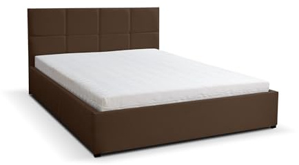 VENASI MÖBEL Polsterbett Betty mit Kopfteil, 180 x200 cm, Doppelbett mit Bettkasten und Lattenrost aus Metall, Velourstoff, Farbe: Braun