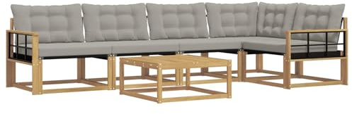 vidaXL Outdoor-Sofagarnitur 6 pcs Weiß und Hellgrau 79 x 79 x 37 cm, Garten-Sofa, modernes Outdoor-Sofa, langlebige Terrasse, Chill-Lounge, stilvolle Komfort-Einheit zum Entspannen