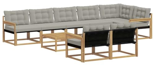 vidaXL Outdoor-Sofagarnitur 9 pcs Weiß und Hellgrau 79 x 79 x 37 cm, Garten Ecksofa, modernes Outdoor-Lounge, Robustes Sitzset, Möbel für Terrasse, Komfort und Stil