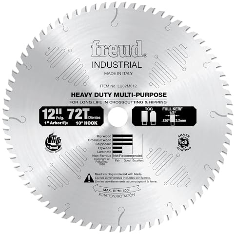 Freud lu82 m008 (48 dientes TCG y transversal de hoja de sierra con 5/8-inch Arbor, LU82M012