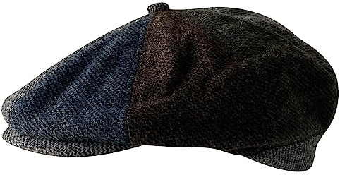 Itzu Baker Boy Newsboy Flat Cap Hat Cheviot Tweed Gatsby 8 Panel Charcoal