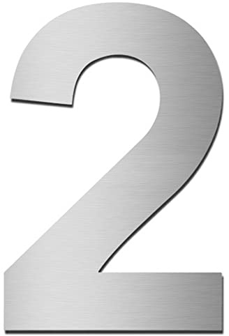 MOCAVI HS10 Hausnummer Edelstahl V4A selbstklebend Höhe 5,5-7,5 cm Edelstahl-Haustürnummer modern, Hausnummer:2