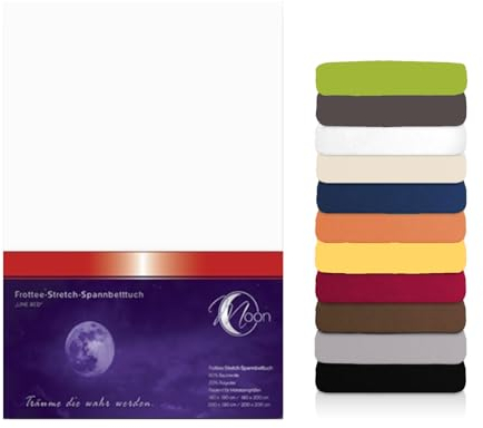Moon Premium Frottee Spannbettlaken/Spannbetttuch (140x200-160x200, weiß)