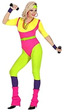 W WIDMANN MILANO Party Fashion - Kostüm 80er Jahre Aerobic Trainerin, Sportler, neon, Bad Taste Outfit