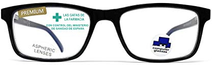 VENICE EYEWEAR OCCHIALI | Gafas ver de cerca, lectura con Filtro Luz Azul, Ordenador Gaming Móvil, Protección Antifatiga - Venice Coti Dioptría (1-1,50-2 - 2,50-3 - 3,50) (Negro, Graduación +2,50)