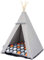Halkalife Tipi für Katzen und Hunde mit Bommeln. Wasserdichtes Haustierzelt mit Rutschfester Basis. Hunde- und Katzenhaus. (Orangefarbene Punktefarbene Punkte, 55x55x82cm, Graues Zelt)