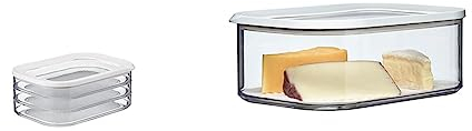 Mepal kühlschrankdose modula aufschnitt 550/3, Plastik, Weiß, 1 - Pack & – Käsedose Modula Weiß – 2000 ml Aufbewahrungsbox mit Deckel für Käsestücke und -scheiben im Kühlschrank