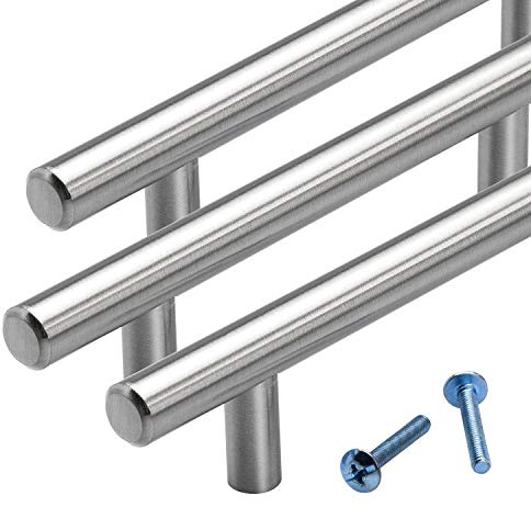 Stahlia Möbelgriffe Edelstahl Vollmaterial 480 mm Schrankgriffe silber massiv Ø10mm (1 Stück) Schubladengriffe Küchengriffe Stangengriff Handgriff Relinggriff