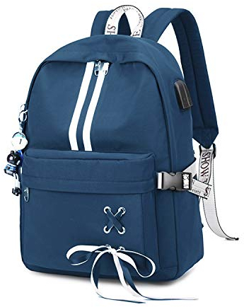 FANDARE Luminoso Mochila Mochilas Tipo Casual Bolsas Escolares Niña Bolsa de Viaje Bolsos de Mujer Adolescente Backpack School Bag Outdoor Viaje Infantiles Daypack Poliéster Azul
