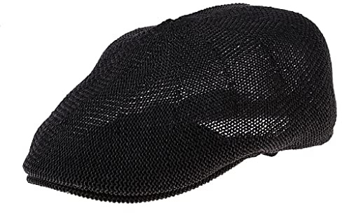 Hellery Stroh Mütze Gatsby Flatcap Schiebermütze Schirmmütze Kappe Sommerhut Newsboy Hat Flat Cap - Schwarz, 58 cm