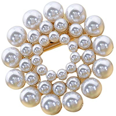 Hellery Wunderschöne Weiß Tuchclip Perlen Tuchspange Schalclip Tuchring Tuchhalter Tuchbrosche für Damen,