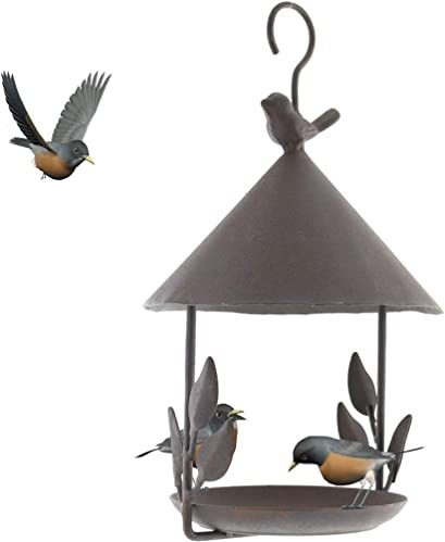 TentHome Mangeoire Maison Oiseaux Suspendue Exterieur en Fonte