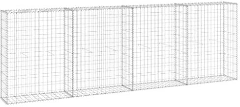 vidaXL Gabbione con Copertura in Acciaio Zincato 300x30x100 cm