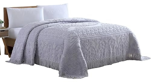 Beatrice Home Fashions Medallion Full Cotton Chenille Bedspread, Lavender
