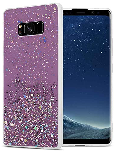Cadorabo Hülle kompatibel mit Samsung Galaxy S8 Rundumschutz TPU Silikon Case Mädchen Glitzer Strass Design Slim Kratzfest Weiche Gummi Bling Schutzhülle für Samsung Galaxy S8 in Lila