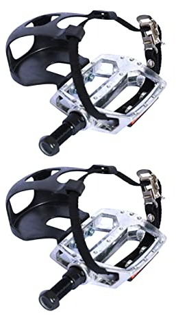 Colcolo Heimtrainer-Pedale mit Zehenclip und Riemen, 1 Paar Fitness-Fahrrad-Pedal-Ersatz für das Heim-Turnhalle im Innenbereich, Lange 14 mm Spindel