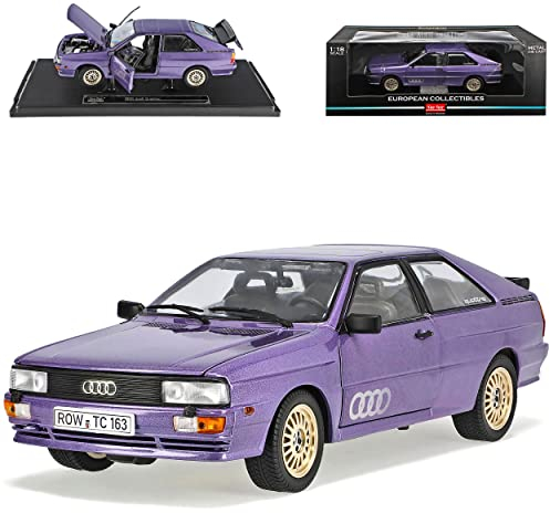 alles-meine.de GmbH A*U*D*I Quattro Ur-Quattro Coupe Purple Lila 1980-1991 1/18 Sun Star Modell Auto mit individiuellem Wunschkennzeichen