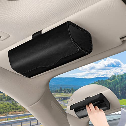 FINTIE Porta Occhiali Auto, Universale Portaocchiali Occhiali da Sole per Auto Visorshield, con Panno Pulizia Occhiali