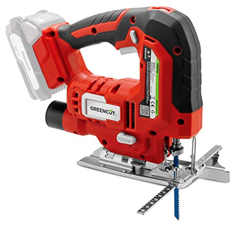 GREENCUT SRJ200L-SB - Seghetto alternativo 20V, batteria litio NON INCLUSA, 4 posizioni lama, velocità regolabile e profondità di taglio fino a 65 mm