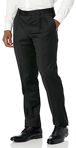 Palm Beach Herren High Twist Wool Suit Separate Double Reverse Pleats Pants, Schwarz, 46