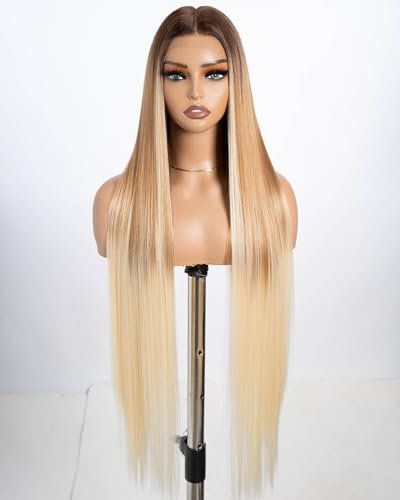 Style Icon Perücke 38 Zoll Super Lange Glatte Spitze Vorne Synthetische Lace Front Wig für Frauen 150% Dichte (GTHL12A/27V/613)
