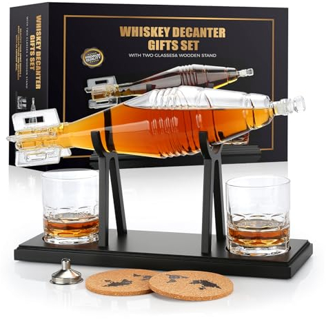 Sovyime Whisky Karaffe 800ml Mit 2 Gläsern Set - Dekanter Und Whiskey Gläser - Geschenke Für Männer, Vater Zum Geburtstag Oder Weihnachten