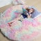 Amdrebio Regenbogen-Teppich für Mädchenzimmer - Großer, Niedlicher Pastellkreis-Teppich für Babyzimmer, Einhorn-Raumdekoration - Kawaii-Zottel, Flauschiger Plüsch für Weiche Bodendekoration